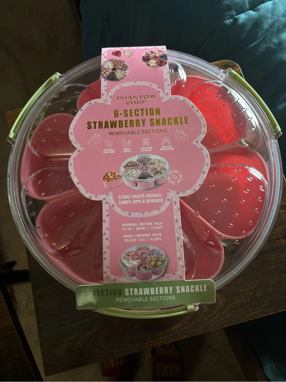 🍓🩷Phantom Chef 6-Section Strawberry Snackle - Pink NWT 🩷🍓